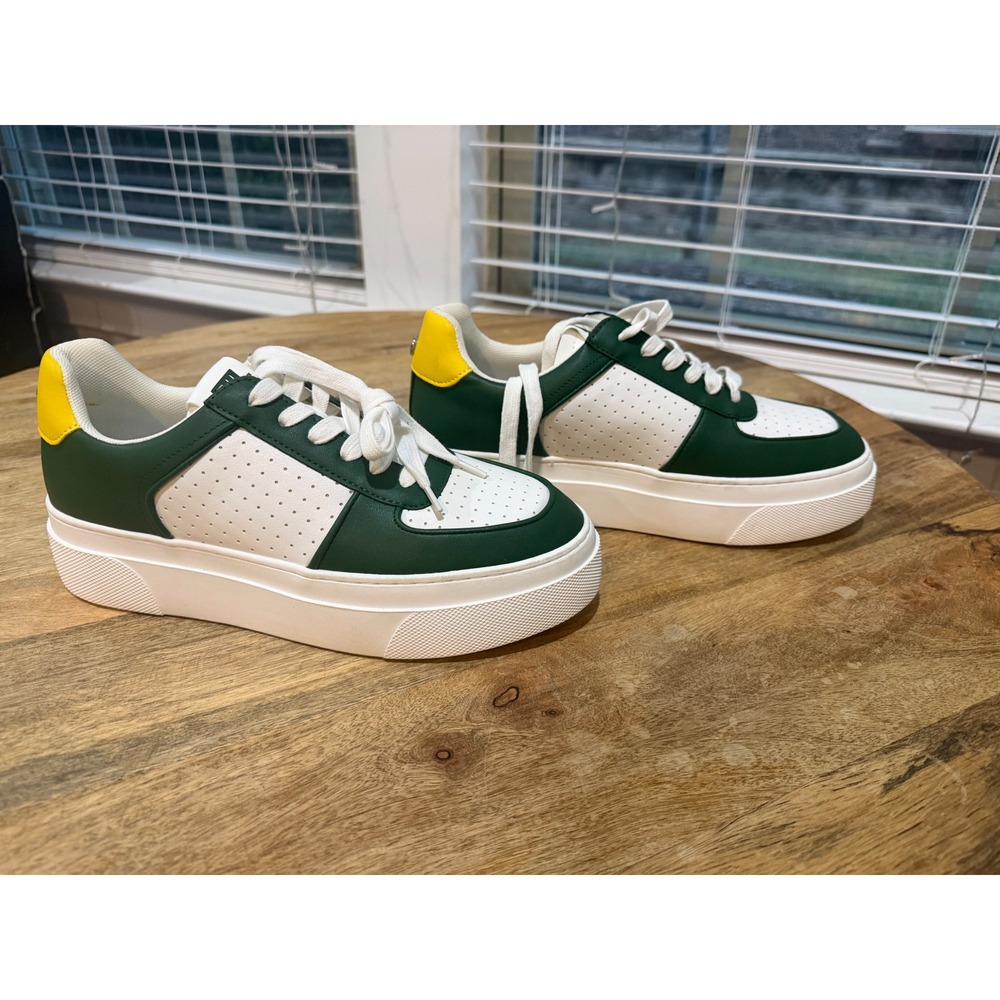Steve Madden Women Green White Yellow Platform Sneakers Low Top SML Size 10